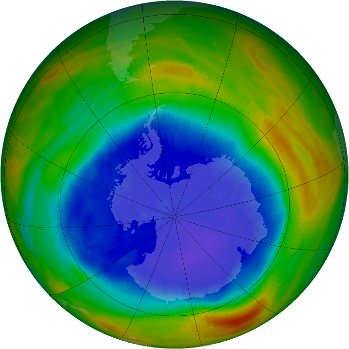 Antarctic ozone map for 19 September 1989